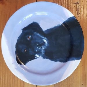 Anthropologie Sally Muir black labrador salad/dessert plate